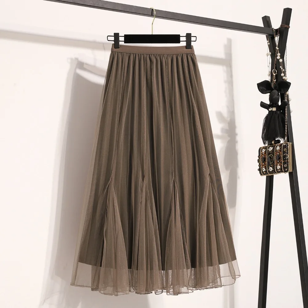 Casual High Waist Loose Mesh Long A-line Pleated Skirt Korean Fashion Streetwear Chic Basics Autumn Winter Plus Size Clothing
Casual High Waist Loose Mesh Long A-line Pleated Skirt Korean Fashion Streetwear Chic Basics Autumn Winter Plus Size Clothing