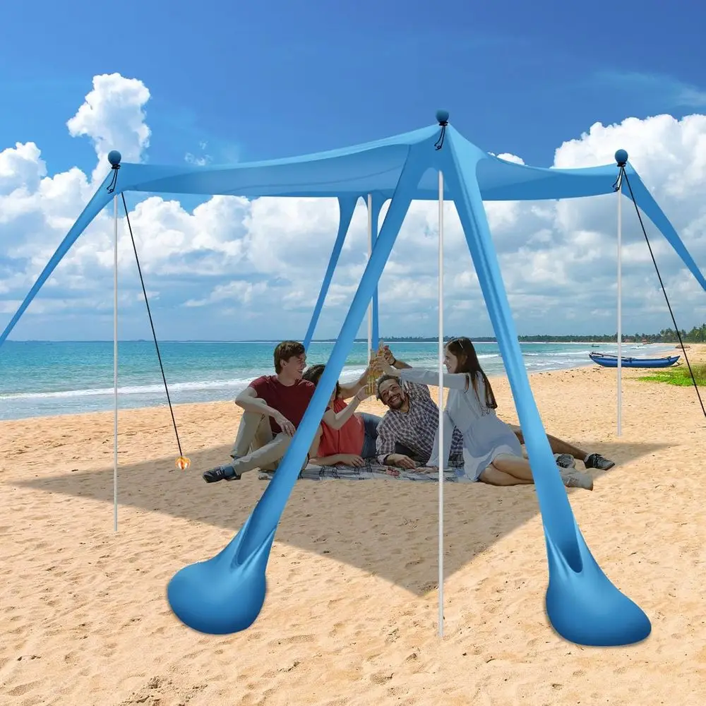 Beach Tent Sun Shade with 6 Sandbags, Beach Tent Sun Shelter UP 50+ UV Protection, Poles and Ground Pegs and Anti-Wind Ropes or
Beach Tent Sun Shade with 6 Sandbags, Beach Tent Sun Shelter UP 50+ UV Protection, Poles and Ground Pegs and Anti-Wind Ropes or