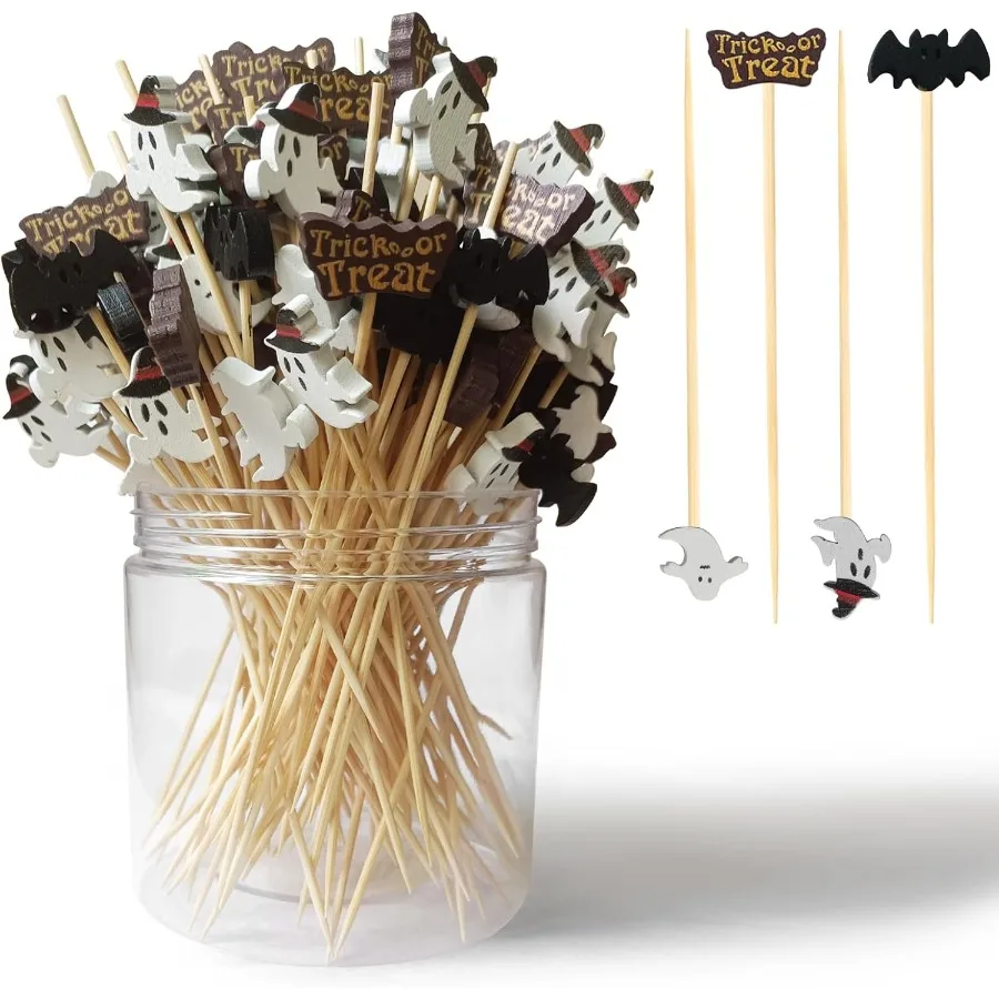 120 PCS Halloween Cocktail Picks - 4.7 Ih Ghost Bat Halloween Bamboo Toothpicks Perfect for Appetizer Charcuterie Food Cupcake
120 PCS Halloween Cocktail Picks - 4.7 Ih Ghost Bat Halloween Bamboo Toothpicks Perfect for Appetizer Charcuterie Food Cupcake