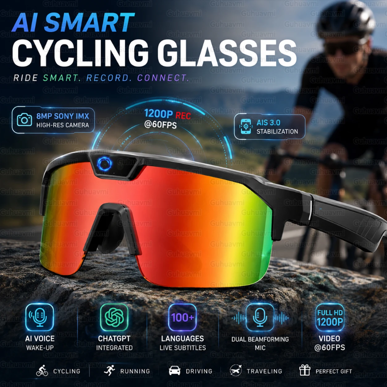 2026 New AI Smart Cycling Glasses 8MP Camera 1200P HD Video Recording Translations Bluetooth Audio Sunglasses for Outdoor Sports
2026 New AI Smart Cycling Glasses 8MP Camera 1200P HD Video Recording Translations Bluetooth Audio Sunglasses for Outdoor Sports