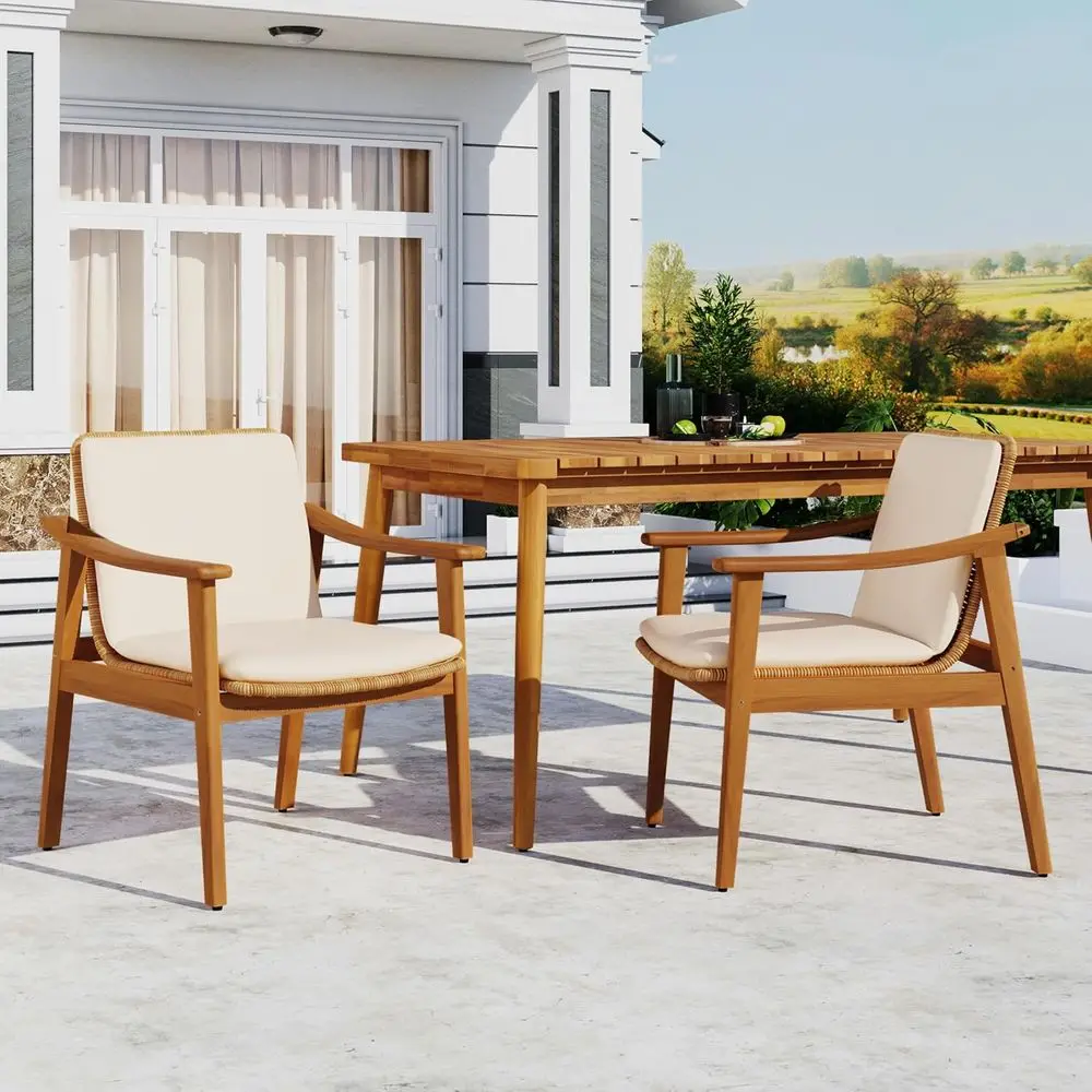 Комплект садовой мебели из 2 предметов: стол и стулья из акации с сиденьями из искусственного ротанга и водонепроницаемыми подушками для сада, балкона или заднего двора - простая сборка
Комплект садовой мебели из 2 предметов: стол и стулья из акации с сиденьями из искусственного ротанга и водонепроницаемыми подушками для сада, балкона или заднего двора - простая сборка