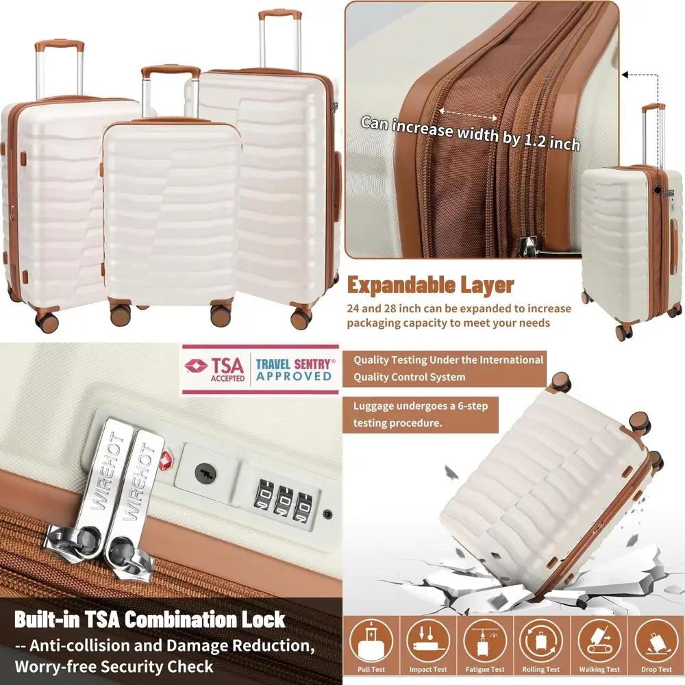 Ultra-Light Spinner Luggage Set with YKK Zipper & TSA Lock, 3-Piece Hardshell Suitcases in Apricot Off-White (20, 24, 28)
Ultra-Light Spinner Luggage Set with YKK Zipper & TSA Lock, 3-Piece Hardshell Suitcases in Apricot Off-White (20, 24, 28)