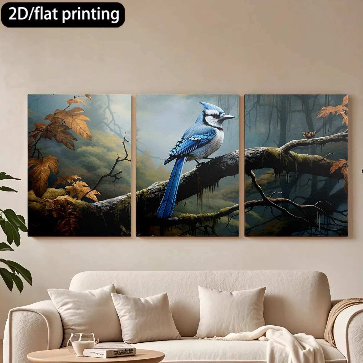 3pc wooden frame canvas decorative paintingBlue jay, branch, misty forest.Corridor bedroom decoration
3pc wooden frame canvas decorative paintingBlue jay, branch, misty forest.Corridor bedroom decoration