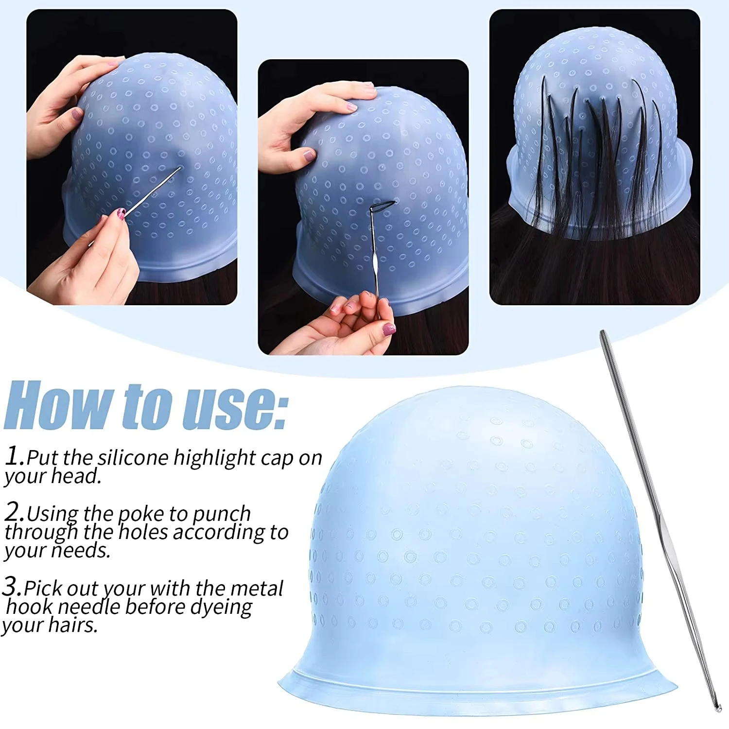 For Hair Dying Salon Dye Silicone Cap With Needle Silicone Hair Highlights Cap Needle Reusable Hair Hairstyling Tools
For Hair Dying Salon Dye Silicone Cap With Needle Silicone Hair Highlights Cap Needle Reusable Hair Hairstyling Tools