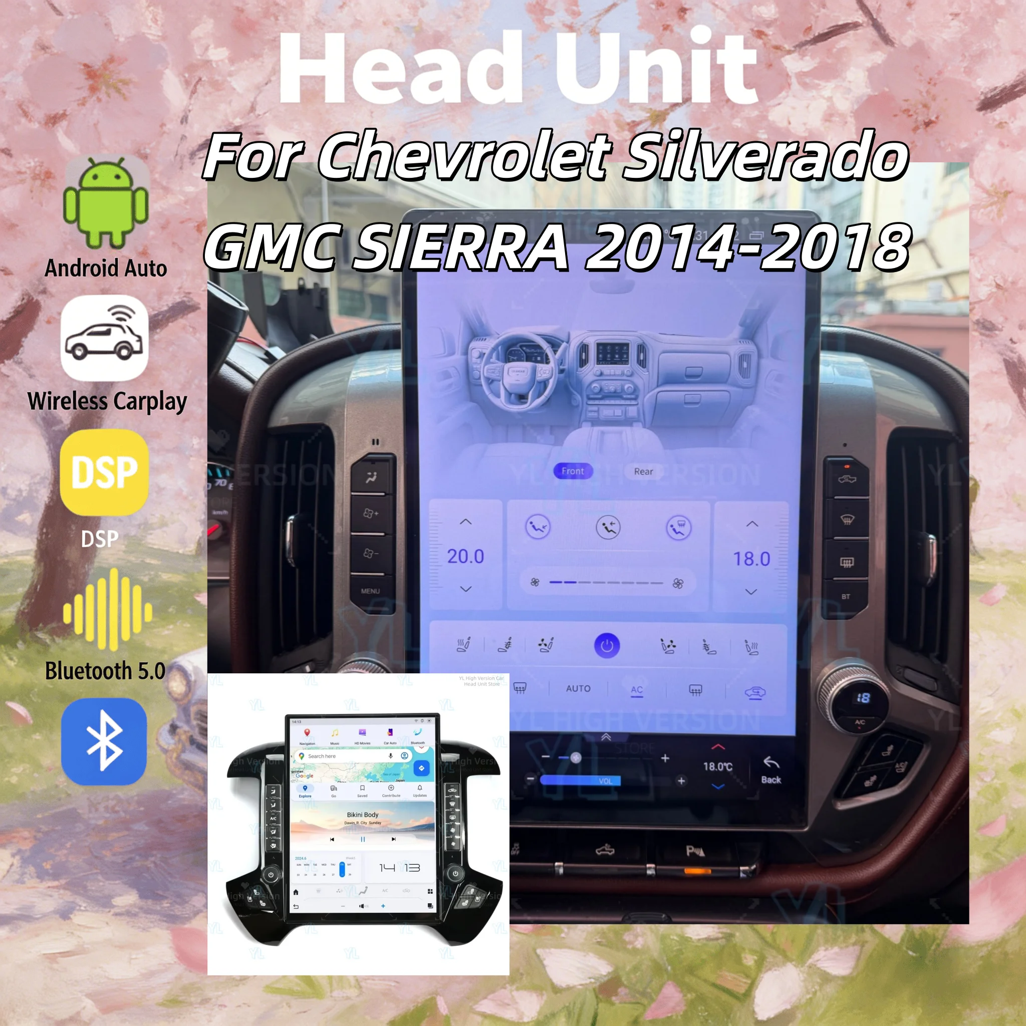 Android Auto Carplay Stereo For GMC Sierra For Chevrolet Silverado 2014-2019 Car Radio Multimedia Player GPS 15.6" Touch Screen
Android Auto Carplay Stereo For GMC Sierra For Chevrolet Silverado 2014-2019 Car Radio Multimedia Player GPS 15.6" Touch Screen