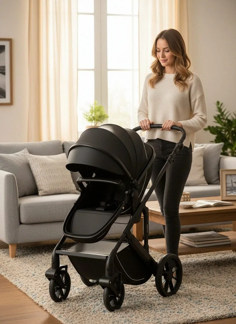 Black stroller, suitable for ages 0-4, can be used for sitting or lying down, easy to fold, high viewpoint, all-wheel shock-absorbing stroller
Black stroller, suitable for ages 0-4, can be used for sitting or lying down, easy to fold, high viewpoint, all-wheel shock-absorbing stroller