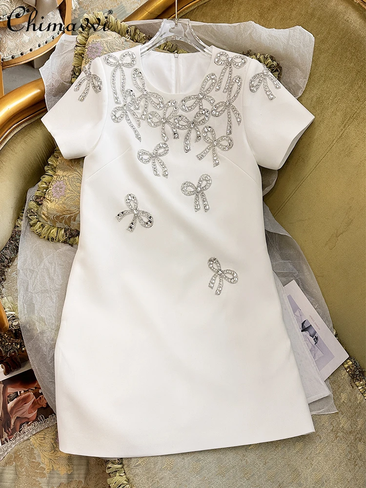 2024 Spring Sweet Women Dress French Luxury Hand-embroidered Beaded O-neck Short Sleeve High Waist Fitted Above Knee Dresses
2024 Spring Sweet Women Dress French Luxury Hand-embroidered Beaded O-neck Short Sleeve High Waist Fitted Above Knee Dresses