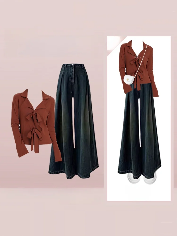 Сексуальный комплект джинсовых брюк с v-образным вырезом и высокой талией, широкие джинсовые брюки, комплект для горячих девушек, Pure Desire, модный костюм из двух предметов для женщин
Сексуальный комплект джинсовых брюк с v-образным вырезом и высокой талией, широкие джинсовые брюки, комплект для горячих девушек, Pure Desire, модный костюм из двух предметов для женщин