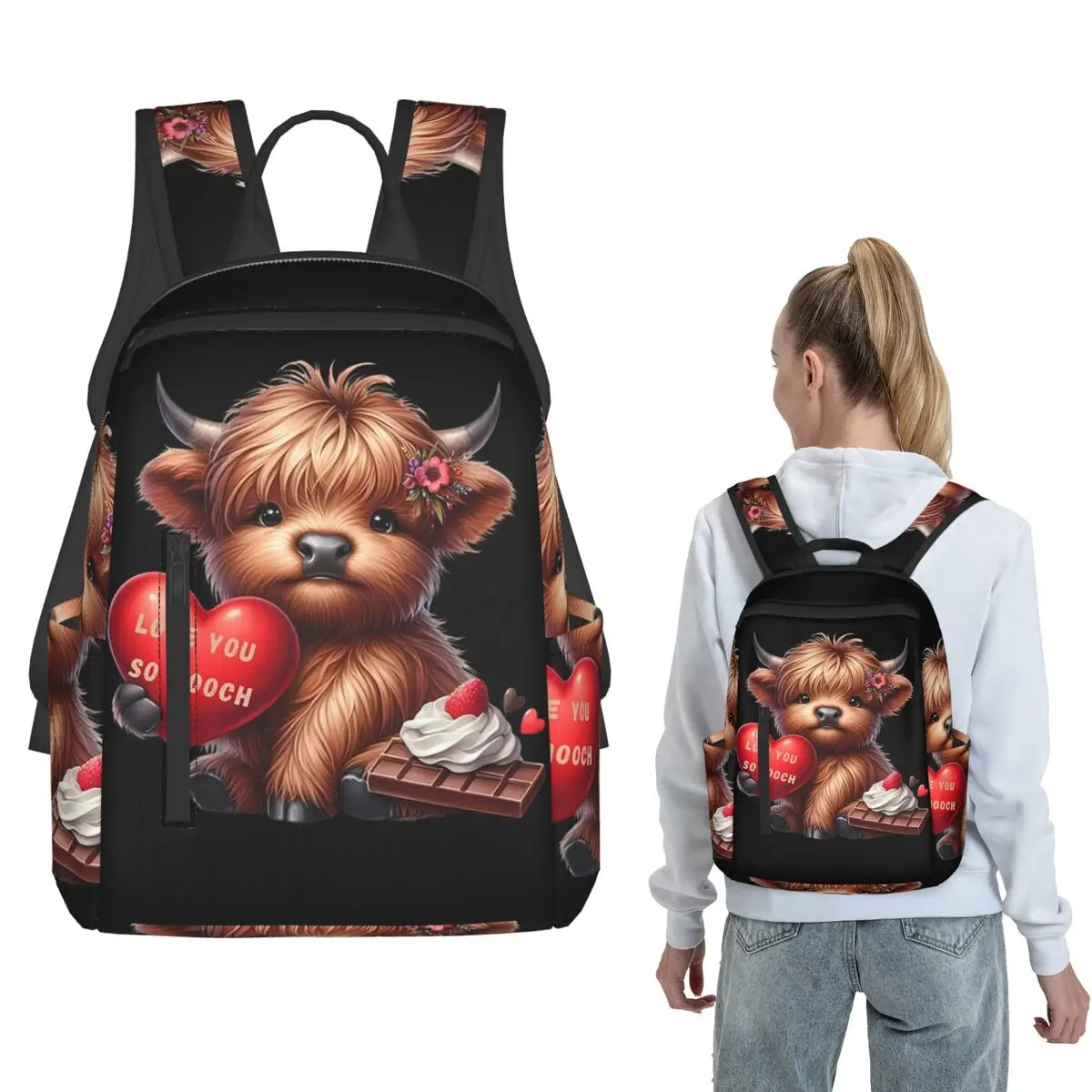 Cute Highland Cow Chocolate Backpack Daypack Boys Girls BookBag School Bag Shoulder Bags for Men Women
Cute Highland Cow Chocolate Backpack Daypack Boys Girls BookBag School Bag Shoulder Bags for Men Women