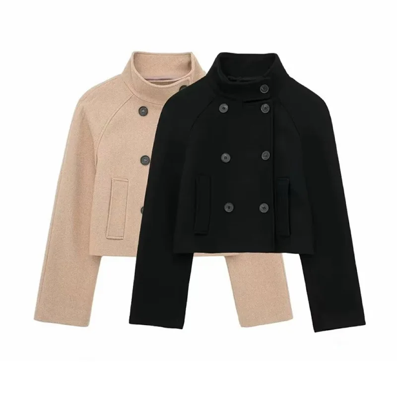 Europe and America Autumn and Winter Jackets for Women Fashion Double-breasted Stand Collar Short Style Woolen Fabric Coat
Europe and America Autumn and Winter Jackets for Women Fashion Double-breasted Stand Collar Short Style Woolen Fabric Coat