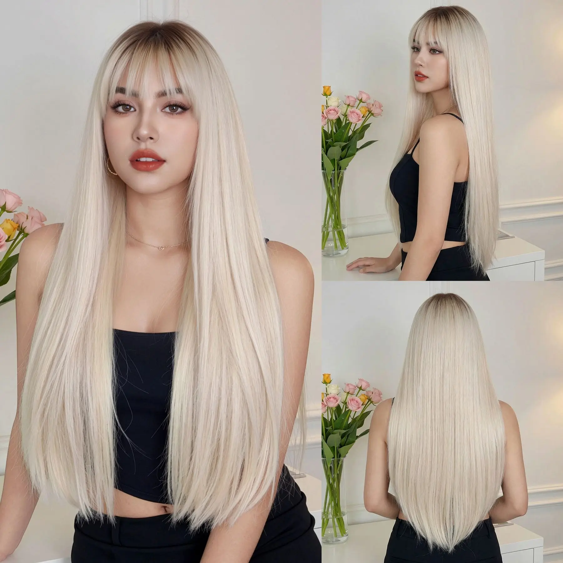 HENRY MARGU Long Straight Platinum Blonde with Bangs for Women Synthetic Hair With Dark Root Heat Resistant Fiber Daily Wear
HENRY MARGU Long Straight Platinum Blonde with Bangs for Women Synthetic Hair With Dark Root Heat Resistant Fiber Daily Wear