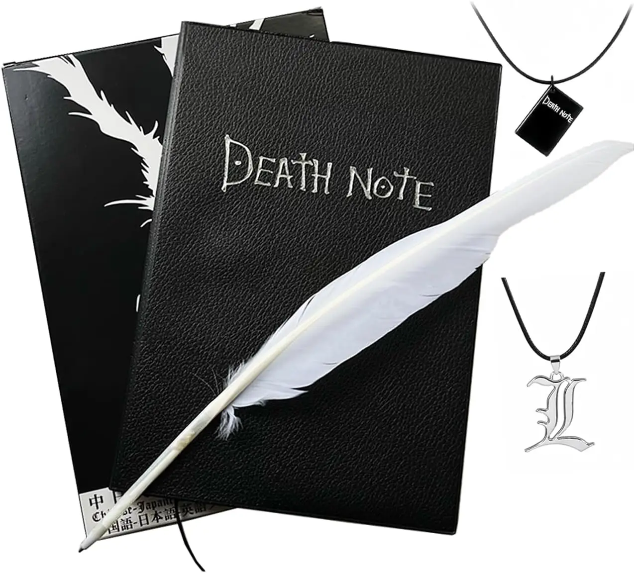 4 PCS Notebook Set with Leather Journal, Feather Pen, Necklace, Anime Accessories for Gift
4 PCS Notebook Set with Leather Journal, Feather Pen, Necklace, Anime Accessories for Gift