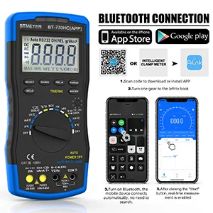True RMS Digital Multimeter 6000 Counts Auto Range Bluetooth APP Remote Monitoring NCV Temperature Frequency Capacitance Tester
True RMS Digital Multimeter 6000 Counts Auto Range Bluetooth APP Remote Monitoring NCV Temperature Frequency Capacitance Tester