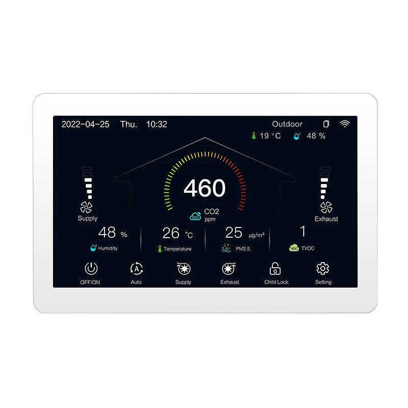 Real-time Monitoring of Voc Pm2.5 Co2 Temperature Humidity and Programmable Fresh air Intelligent Controller
Real-time Monitoring of Voc Pm2.5 Co2 Temperature Humidity and Programmable Fresh air Intelligent Controller