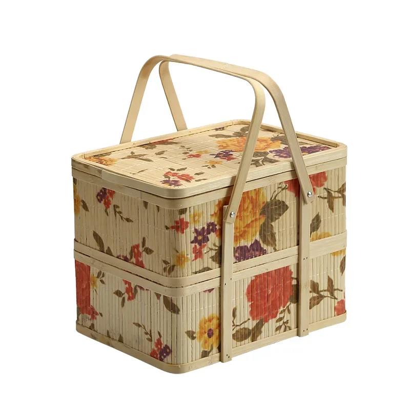 Vintage Bamboo Woven Printing Gift Basket Festive Bamboo Basket New Year's Goods Pastry Fruit Zongzi Moon Cake Packaging Box
Vintage Bamboo Woven Printing Gift Basket Festive Bamboo Basket New Year's Goods Pastry Fruit Zongzi Moon Cake Packaging Box