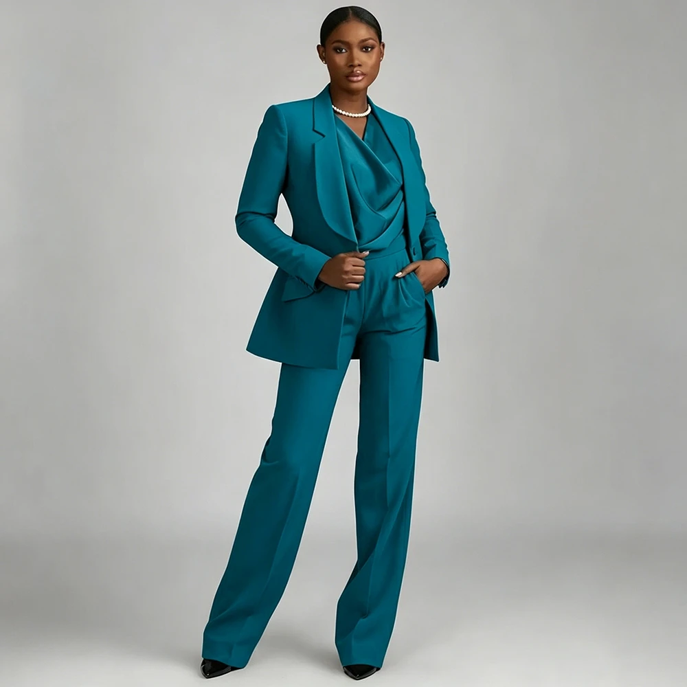 Chic High-end Women's Peacock Blue Tailored Suit Elegant Formal Office 2 Piece Asymmetrical Shawl Lapel Single Breasted Set
Chic High-end Women's Peacock Blue Tailored Suit Elegant Formal Office 2 Piece Asymmetrical Shawl Lapel Single Breasted Set