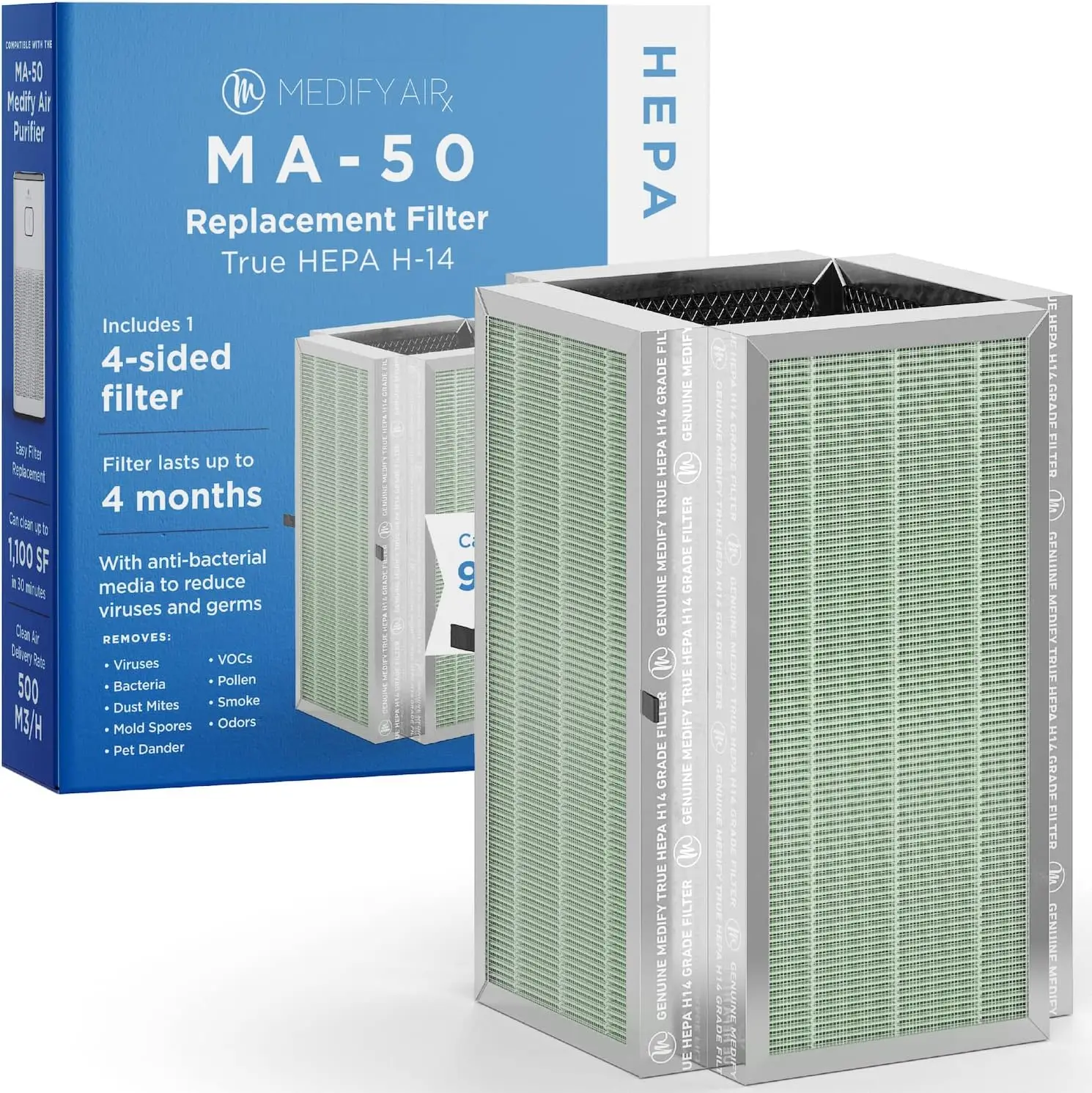 Replacement Filter for Air Purifier, 3-in-1 Pre-Filter HEPA H14 Activated Carbon, 99.99% Removal, 1-Pack
Replacement Filter for Air Purifier, 3-in-1 Pre-Filter HEPA H14 Activated Carbon, 99.99% Removal, 1-Pack