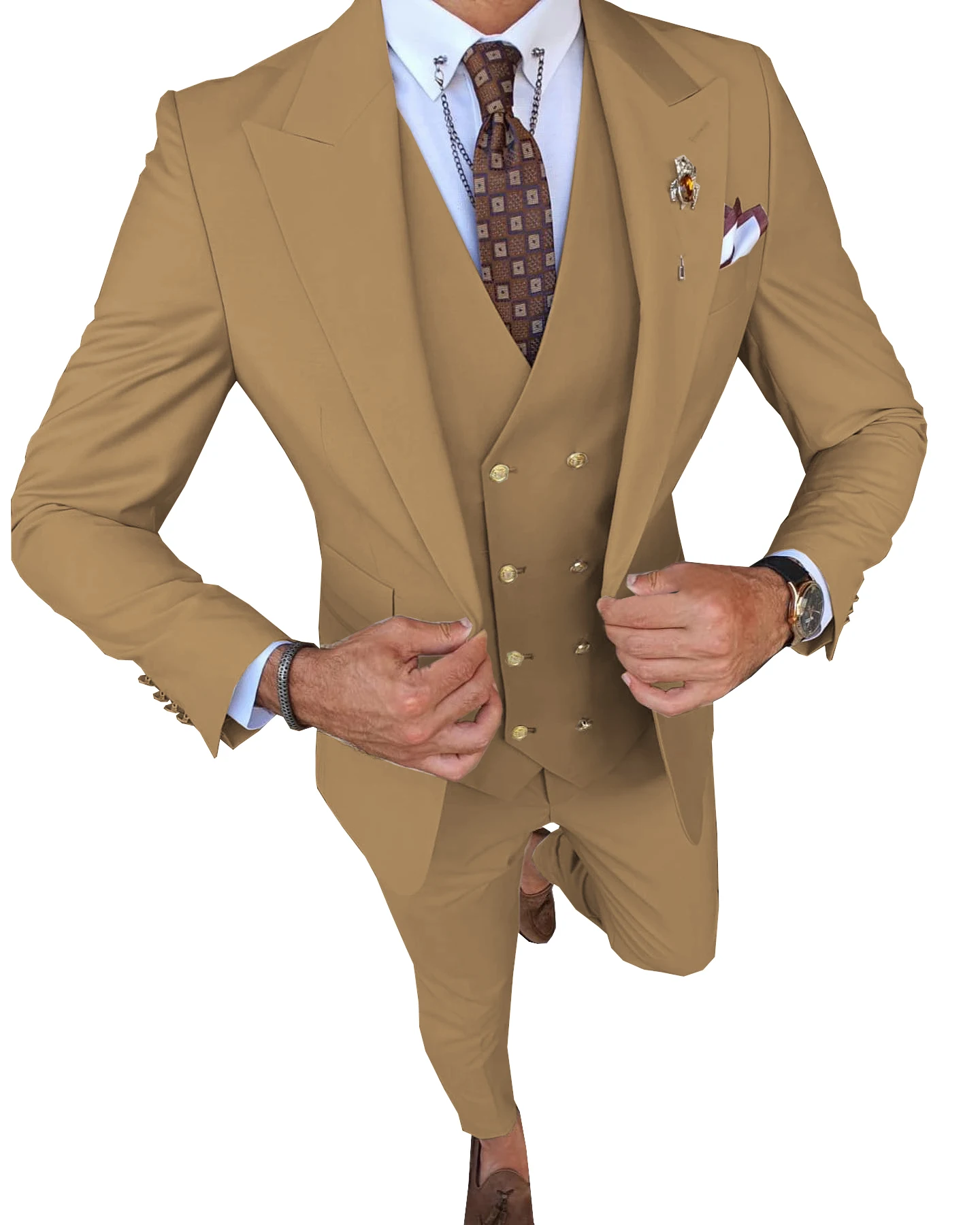 New Men Suits Slim Fit Peak Lapel 3 Pieces Elegant Formal Business Wedding Suit Set
New Men Suits Slim Fit Peak Lapel 3 Pieces Elegant Formal Business Wedding Suit Set