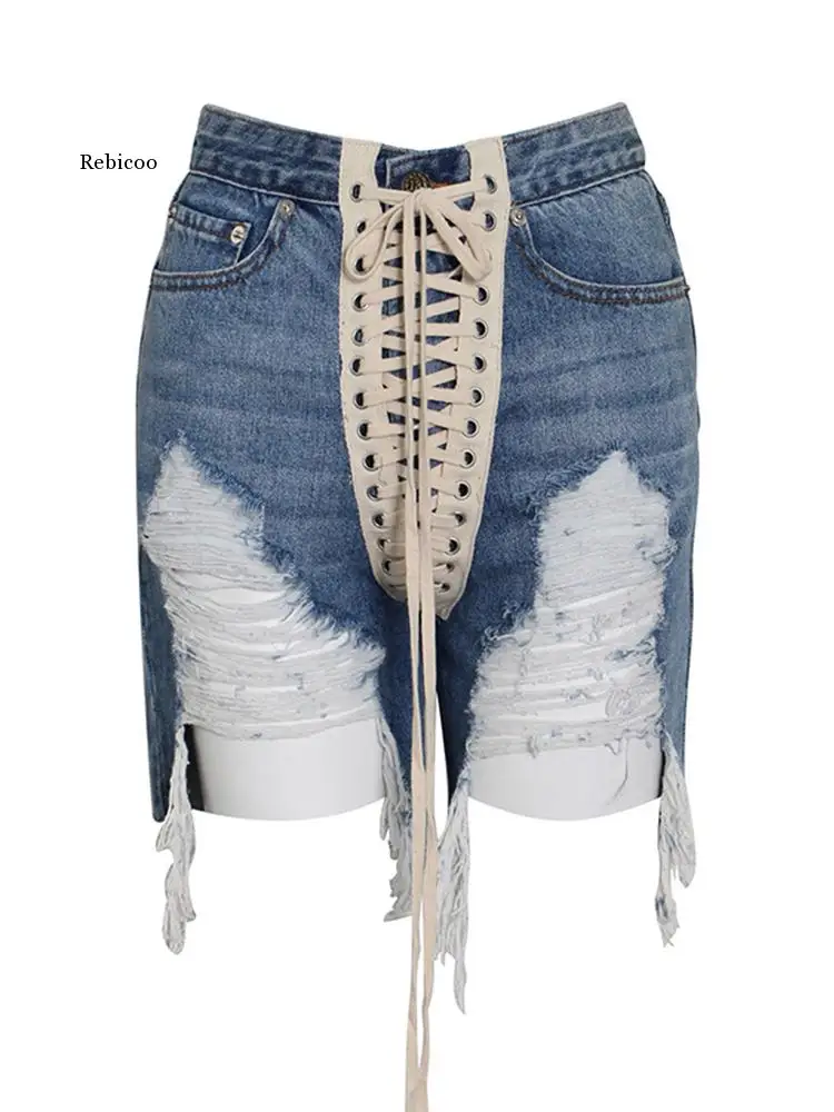 Patchwork Bandage Denim Shorts For Females High Waist Casual Asymmetric Short Trousers Women's 2021 Autumn New Clothing
Patchwork Bandage Denim Shorts For Females High Waist Casual Asymmetric Short Trousers Women's 2021 Autumn New Clothing