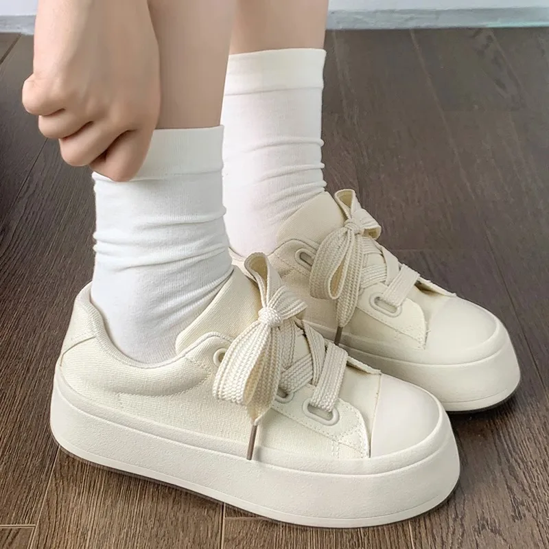 SHANPA Minimalist Style Canvas Shoes Solid Color Thick Sole Womens Casual Shoes Fashions Low-top Lace Up Shoes for Ladies
SHANPA Minimalist Style Canvas Shoes Solid Color Thick Sole Womens Casual Shoes Fashions Low-top Lace Up Shoes for Ladies