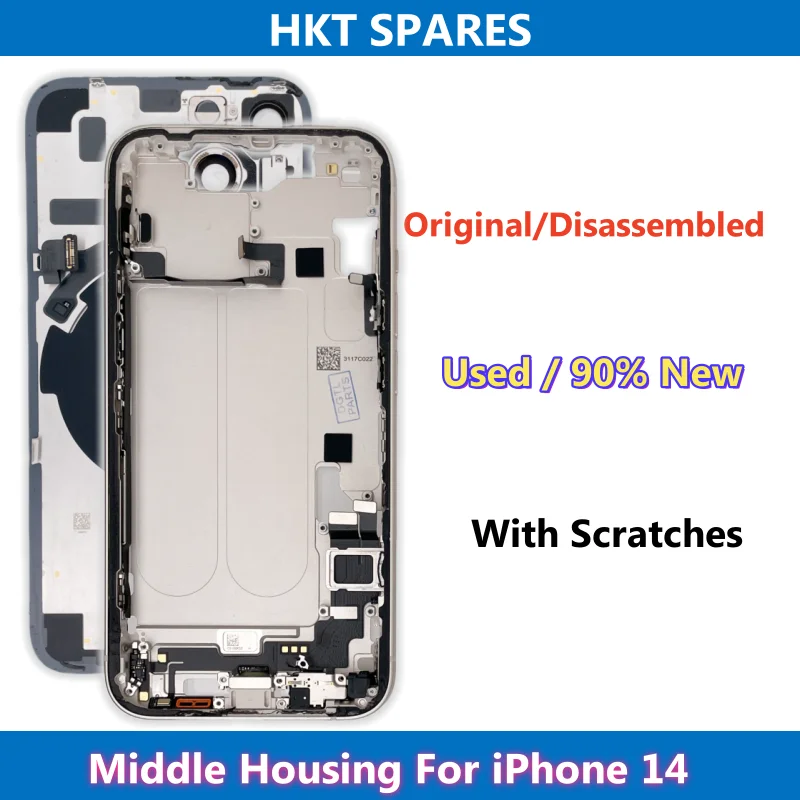 90% New, Original Disassembled Middle Frame Housing For iPhone 14, Back Glass with NFC Wireless Charging Assembly
90% New, Original Disassembled Middle Frame Housing For iPhone 14, Back Glass with NFC Wireless Charging Assembly
