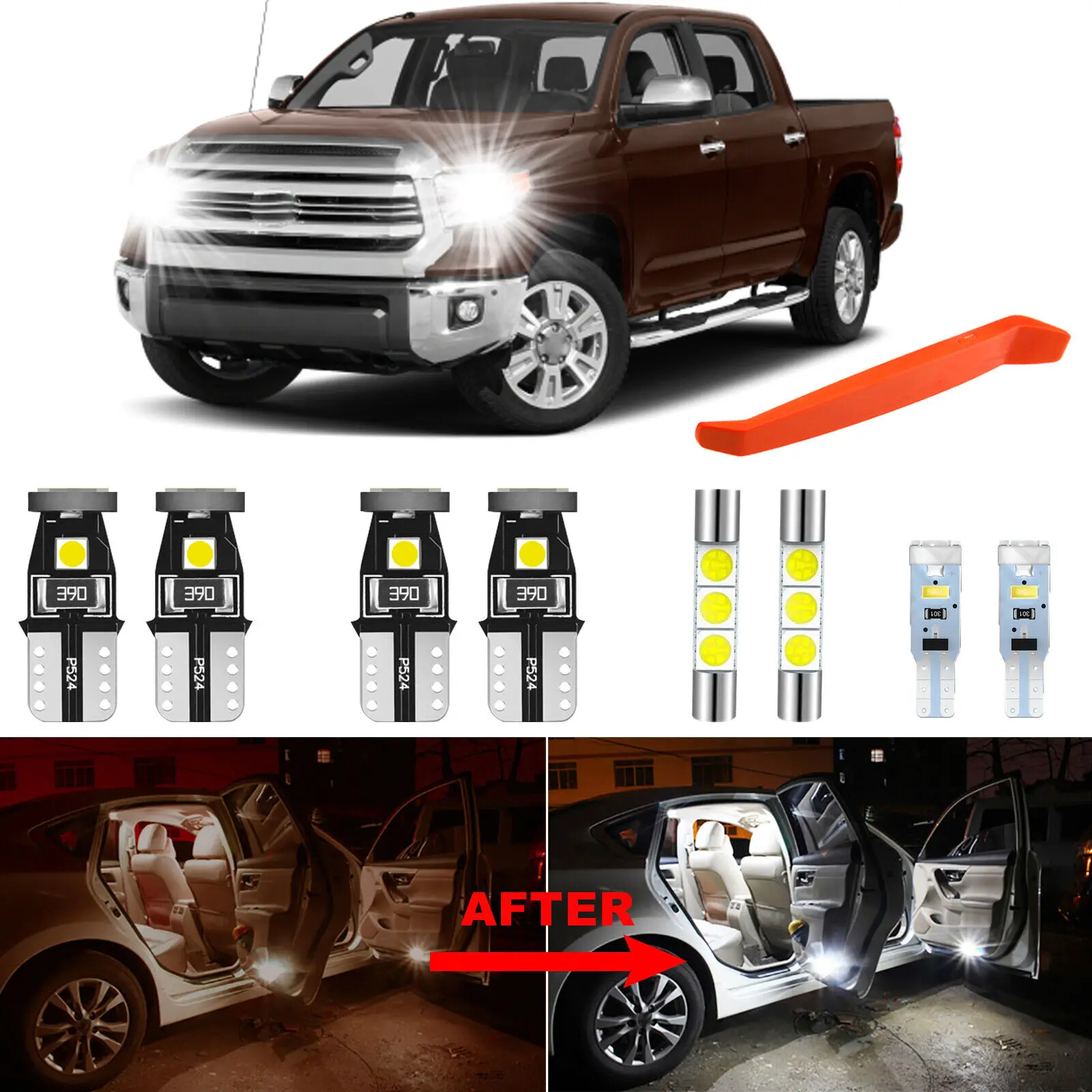 Winetis 17Pcs 6000K White LED Light Bulb Kit for 2014-2021 Toyota Tundra Interior Package + Free Tool
Winetis 17Pcs 6000K White LED Light Bulb Kit for 2014-2021 Toyota Tundra Interior Package + Free Tool