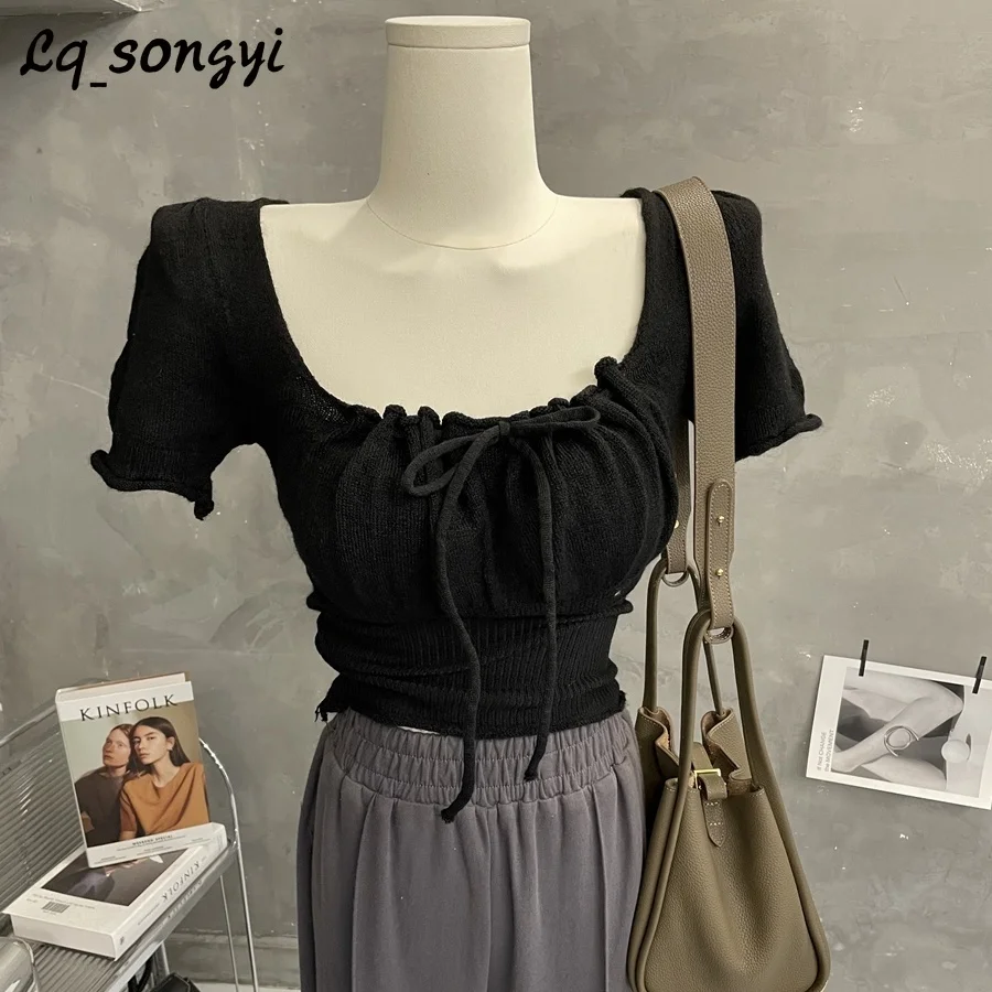 Lq_songyi Summer Sweet Crop Top for Women Slim Fit T Shirts Female 2024 New Short Sleeve Tees Solid Elegant Knit Short T Shirt
Lq_songyi Summer Sweet Crop Top for Women Slim Fit T Shirts Female 2024 New Short Sleeve Tees Solid Elegant Knit Short T Shirt