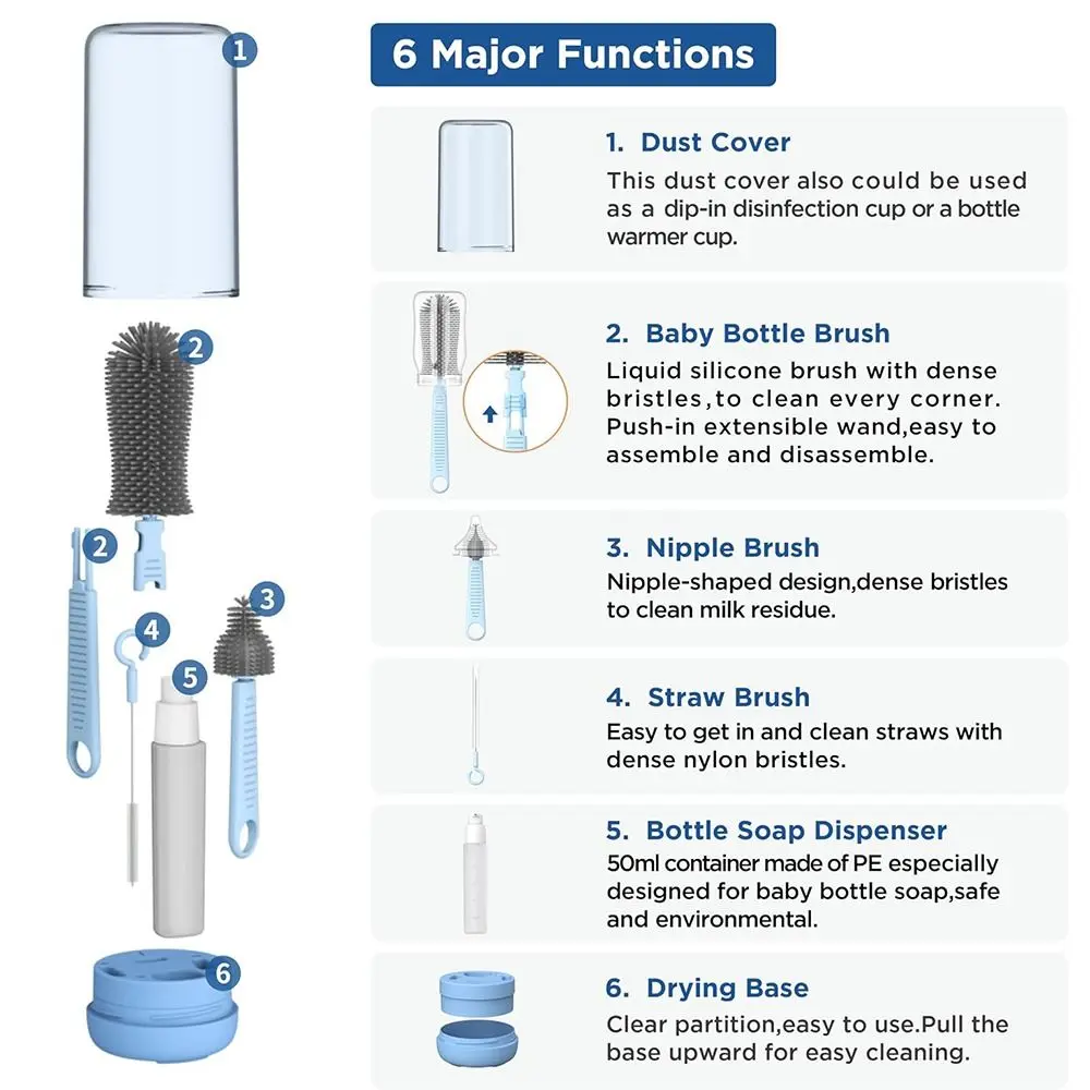 6 in 1 Bottle Cleaning Brush Set Compact Portable Nipple Straw Cleaner Kit Flexible Brushes BPA-Free Bottle Brush Set
6 in 1 Bottle Cleaning Brush Set Compact Portable Nipple Straw Cleaner Kit Flexible Brushes BPA-Free Bottle Brush Set