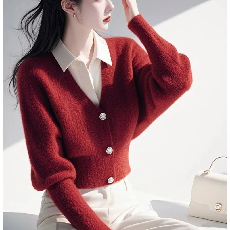 Women Red Fake Two-piece Sweater Autumn Winter Knitted Thick Loose Pullovers Office Lady Daily Casual Commute Knitwear
Women Red Fake Two-piece Sweater Autumn Winter Knitted Thick Loose Pullovers Office Lady Daily Casual Commute Knitwear