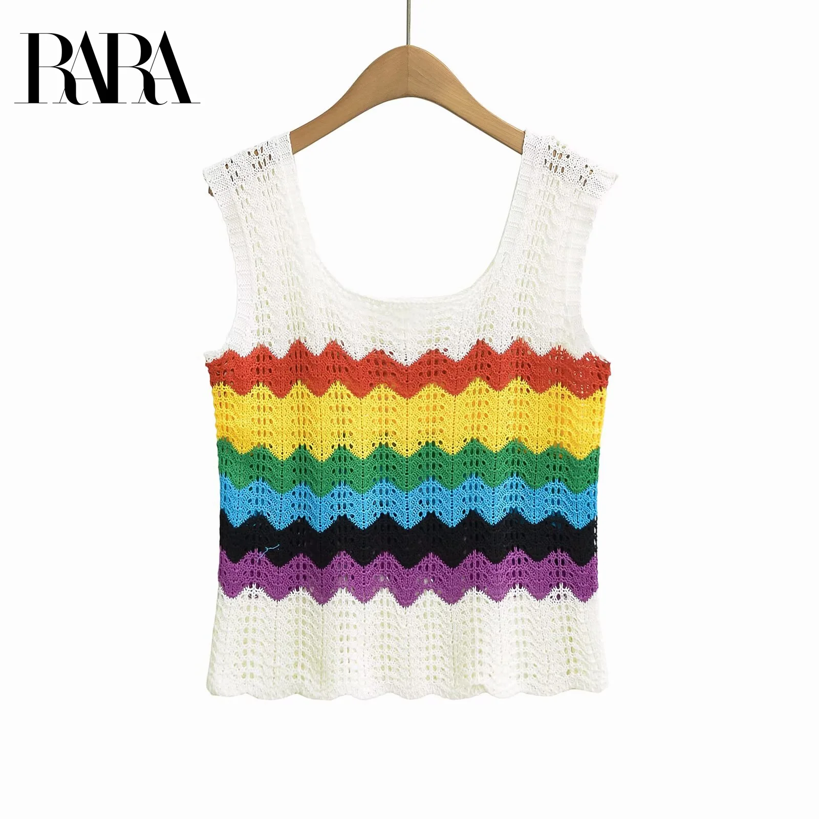 RARA Ladies' Hollow Knit Sleeveless Vest Top with Colorful Color - Blocking Decorations for a Stylish Look
RARA Ladies' Hollow Knit Sleeveless Vest Top with Colorful Color - Blocking Decorations for a Stylish Look