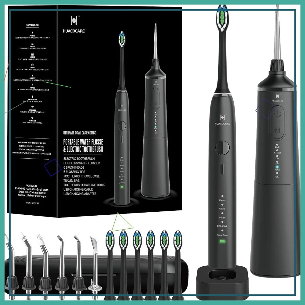 Upgraded Pro Dental Care Kit: 5-Mode Water Flosser & Sonic Toothbrush with Large Tank
Upgraded Pro Dental Care Kit: 5-Mode Water Flosser & Sonic Toothbrush with Large Tank