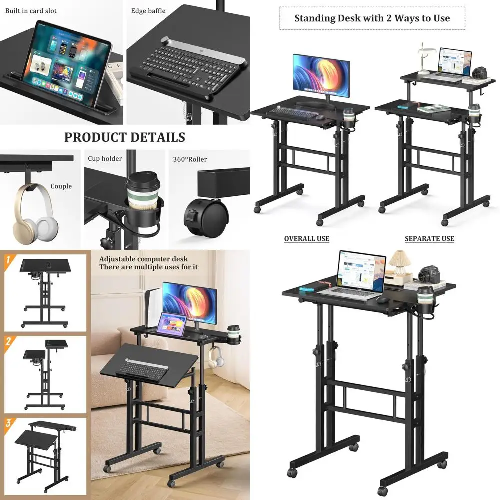 Portable Rolling Standing Desk with Adjustable Height for Mobile Office Use
Portable Rolling Standing Desk with Adjustable Height for Mobile Office Use