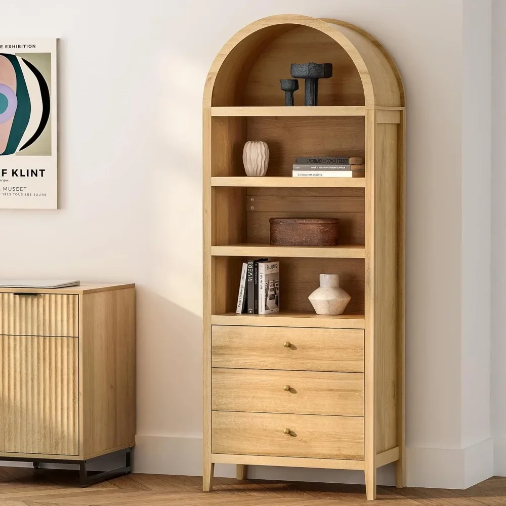 71" Tall Arched Cabinet, 4-Tier Arched Bookcase Storage Display Cabinet with 3 Drawers and Shelves, Modern Farmhouse Bookshelf
71" Tall Arched Cabinet, 4-Tier Arched Bookcase Storage Display Cabinet with 3 Drawers and Shelves, Modern Farmhouse Bookshelf