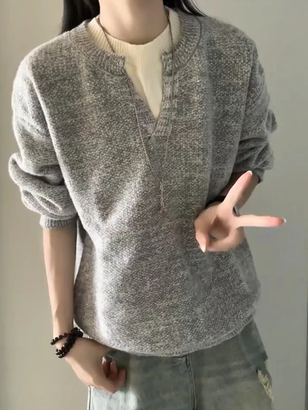 Мужской вязаный свитер с V-образным вырезом, зимний, повседневный, с воротником-хенли, имитация двухслойности, цветной, для базового слоя
Мужской вязаный свитер с V-образным вырезом, зимний, повседневный, с воротником-хенли, имитация двухслойности, цветной, для базового слоя