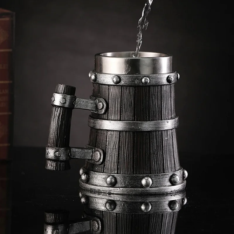 600ml Viking Wood Style Beer Mug 3D Resin Coffee Cup Wine Glass Metal Double Wall Beer Jug Cup Thermal Cocktail Accessories
600ml Viking Wood Style Beer Mug 3D Resin Coffee Cup Wine Glass Metal Double Wall Beer Jug Cup Thermal Cocktail Accessories