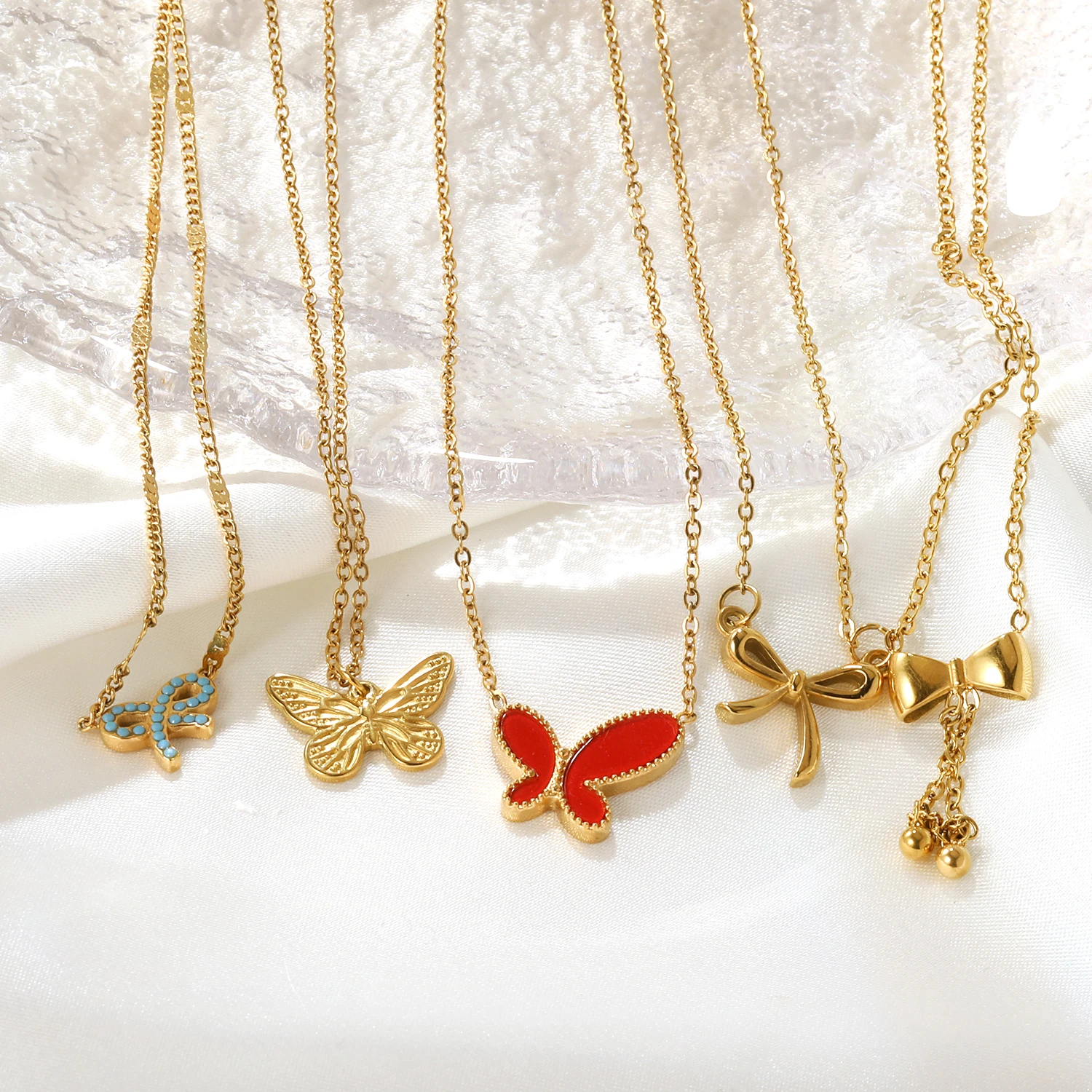 LUXUKISSKIDS Woman/Ladies Fairy Chic Butterfly Pendant Necklaces Steel Golden Bowknot Elegant Girls Romantic Anniversary Gifts
LUXUKISSKIDS Woman/Ladies Fairy Chic Butterfly Pendant Necklaces Steel Golden Bowknot Elegant Girls Romantic Anniversary Gifts