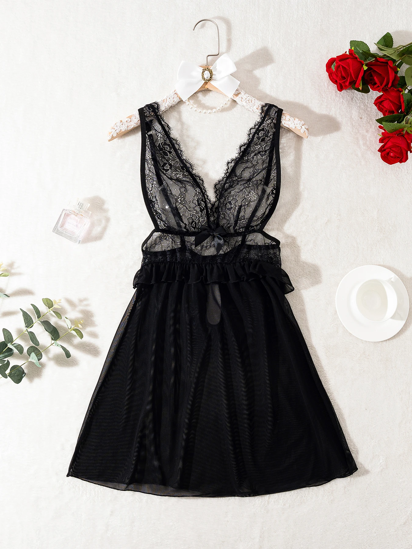 Сексуальное прозрачное черное нижнее белье, женская кружевная ночная рубашка, женская сексуальная ночная рубашка без рукавов из сетчатой ткани, V-образный вырез. нижнее белье
Сексуальное прозрачное черное нижнее белье, женская кружевная ночная рубашка, женская сексуальная ночная рубашка без рукавов из сетчатой ткани, V-образный вырез. нижнее белье