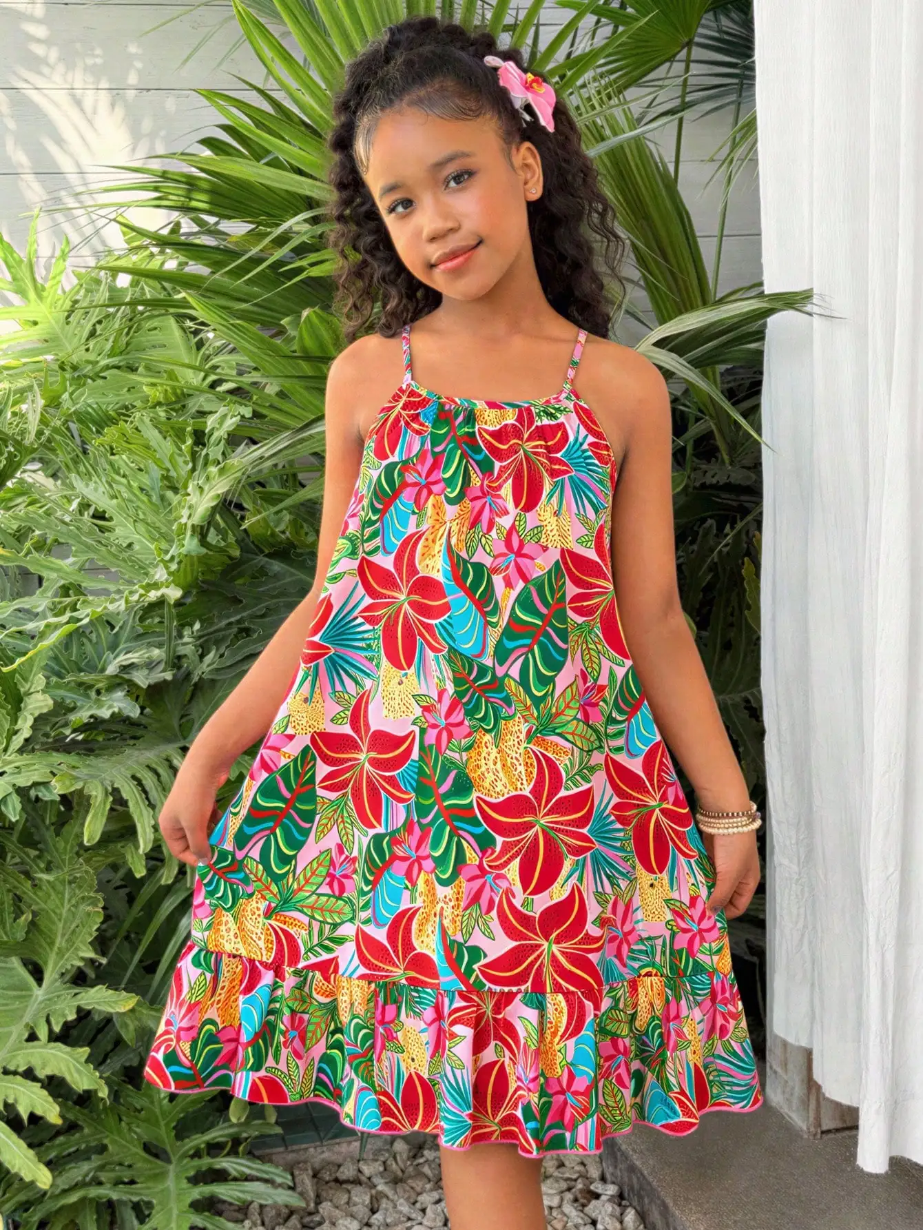 Elladie kids Soft Gradient Orange Floral Print Sleeveless Dress For Tween GirlsFeaturing Adjustable Spaghetti Straps, Loose A-Line Silhouette, Ruched Hem For A Sweet Look, Suitable For Summer Outings, Beach Vacations Or Everyday Wear
Elladie kids Soft Gradient Orange Floral Print Sleeveless Dress For Tween GirlsFeaturing Adjustable Spaghetti Straps, Loose A-Line Silhouette, Ruched Hem For A Sweet Look, Suitable For Summer Outings, Beach Vacations Or Everyday Wear