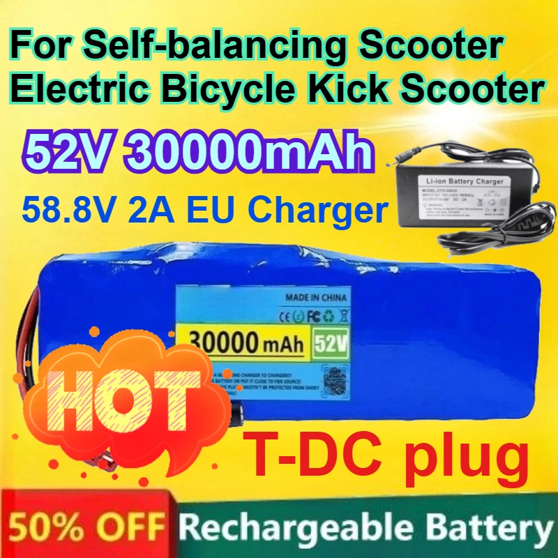 18650 52V Lithium Battery +58.8V 2A EU Charger for Self-balancing Scooter Electric Bicycle Kick Scooter 14S3P 30000mAh Battery
18650 52V Lithium Battery +58.8V 2A EU Charger for Self-balancing Scooter Electric Bicycle Kick Scooter 14S3P 30000mAh Battery
