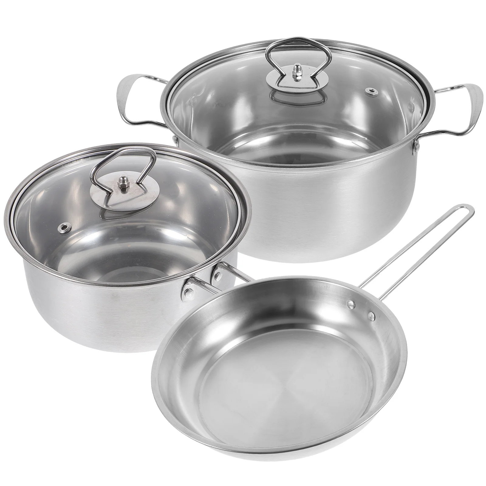 3 Piece Stainless Steel Pot Set 430 Steel Handle Soup Pan Frying Pan Thick Bottom Easy Cleaning Versatile for Daily
3 Piece Stainless Steel Pot Set 430 Steel Handle Soup Pan Frying Pan Thick Bottom Easy Cleaning Versatile for Daily