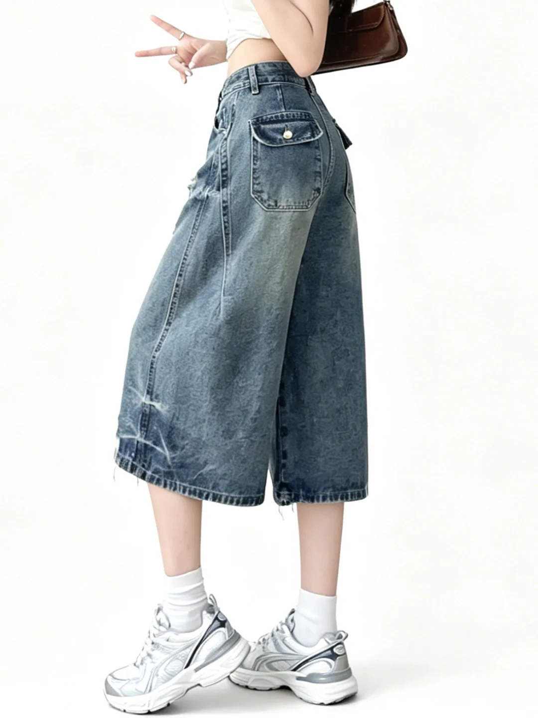 Retro American Hole Wide Leg Seven-Foot Denim Jeans Women's Summer Thin Loose Slimming Mid-Pants High Waist Cotton Blend
Retro American Hole Wide Leg Seven-Foot Denim Jeans Women's Summer Thin Loose Slimming Mid-Pants High Waist Cotton Blend