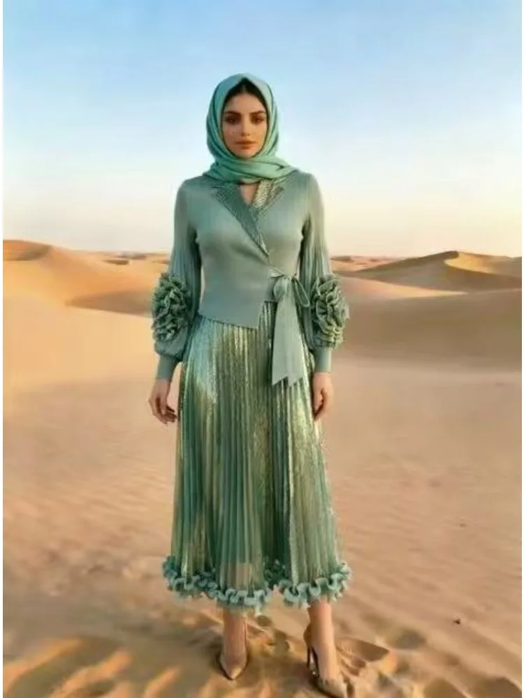 Miyake Pleated African Loose Dress Fashion Hot Diamond Temperament Suit Collar Cranked Flower Long Dress Women 2026 New
Miyake Pleated African Loose Dress Fashion Hot Diamond Temperament Suit Collar Cranked Flower Long Dress Women 2026 New