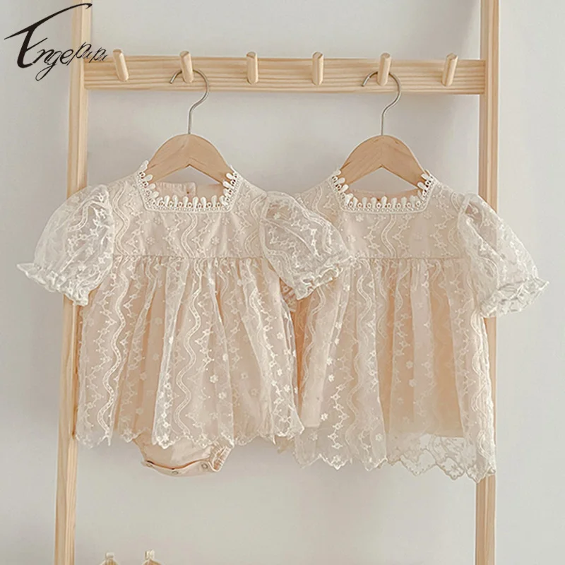 Girls Sister Clothes Infant Girls Sweet Lace Rompers Girls Short Sleeves Dress Pure Color Sister Summer Princess Party Clothes
Girls Sister Clothes Infant Girls Sweet Lace Rompers Girls Short Sleeves Dress Pure Color Sister Summer Princess Party Clothes