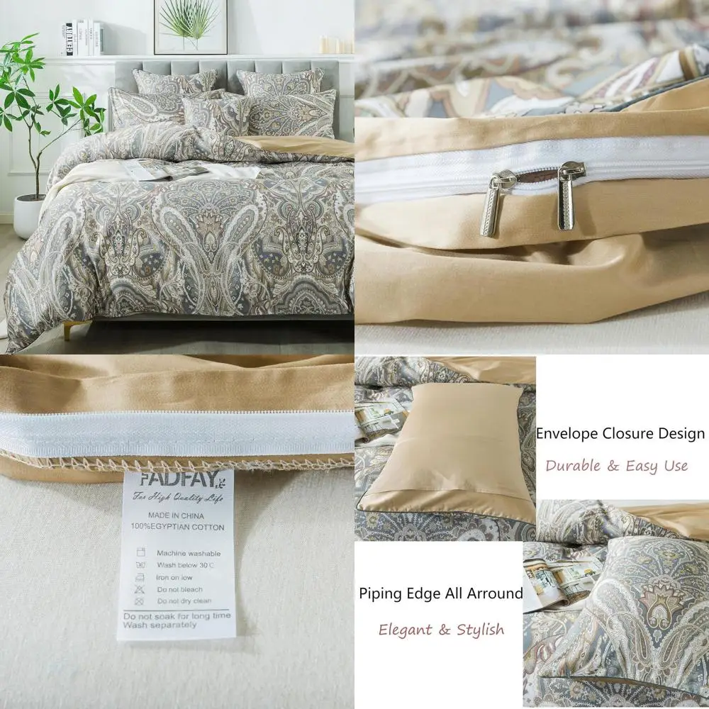 King Size Bohemian Paisley 800TC 100% Egyptian Cotton Duvet Cover Set with Zipper
King Size Bohemian Paisley 800TC 100% Egyptian Cotton Duvet Cover Set with Zipper