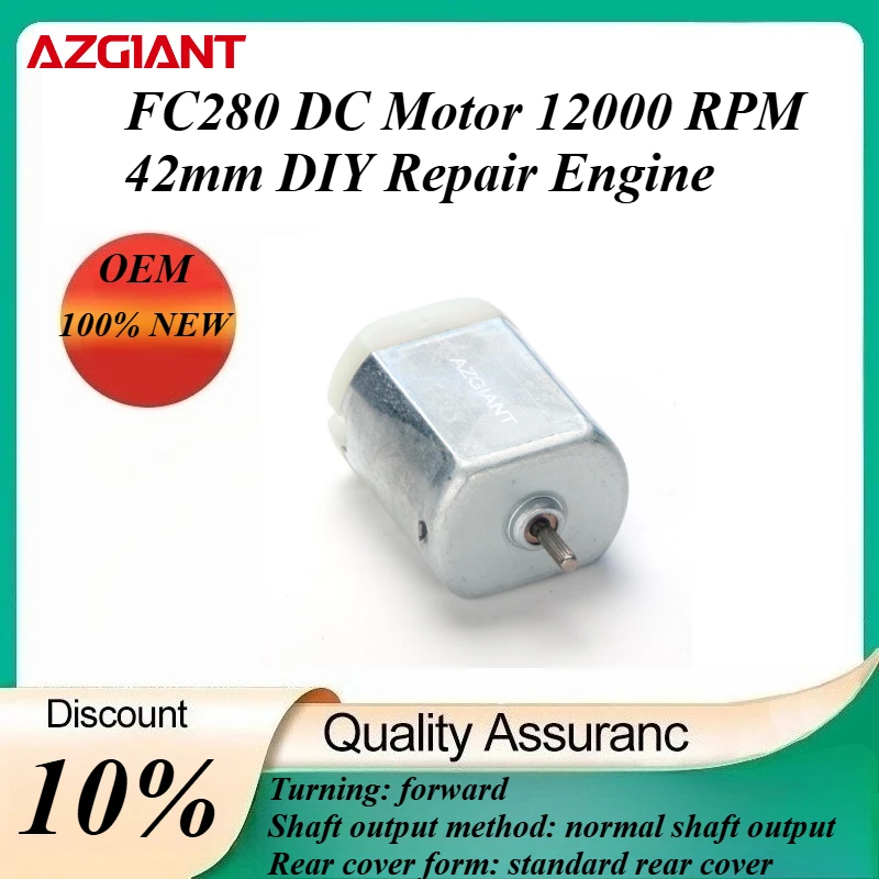 FC280 DC Motor 12000 RPM 42mm DIY Repair Engine For Car Replacement Power OEM Accesseries Forward Rotation Toy High Quality
FC280 DC Motor 12000 RPM 42mm DIY Repair Engine For Car Replacement Power OEM Accesseries Forward Rotation Toy High Quality