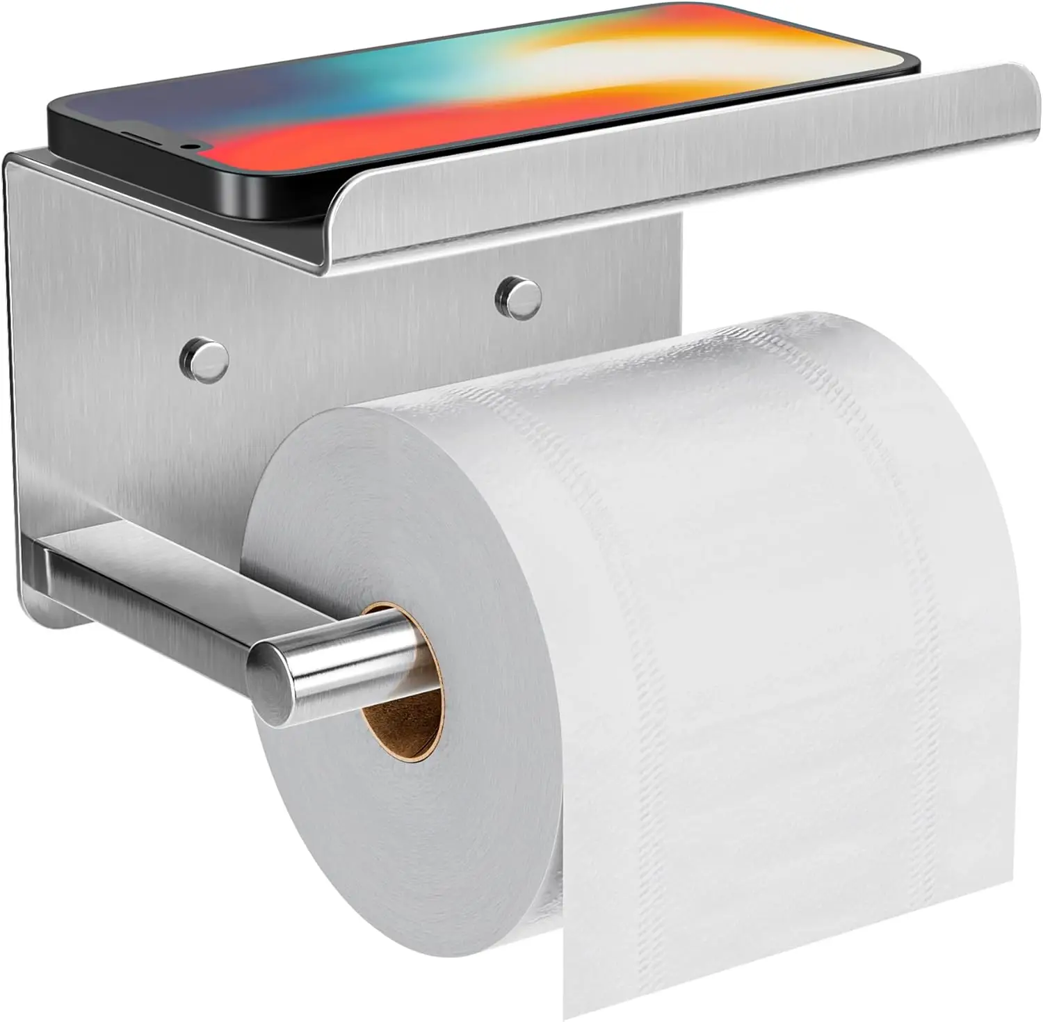 Adhesive Toilet Paper Holder with Shelf - Wall Mount or Stick, Rustproof Stainless Steel, Fits All Rolls
Adhesive Toilet Paper Holder with Shelf - Wall Mount or Stick, Rustproof Stainless Steel, Fits All Rolls