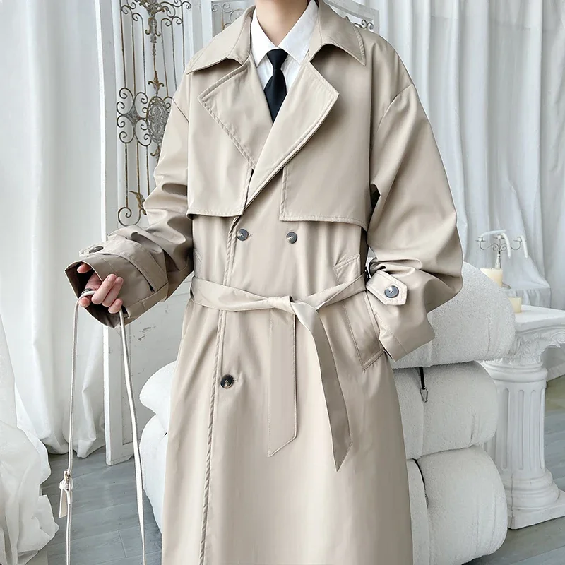 Lapel Long Coat Casual Overcoat Men Trench Mens Trench Coat Double Breasted Belted Windbreaker
Lapel Long Coat Casual Overcoat Men Trench Mens Trench Coat Double Breasted Belted Windbreaker