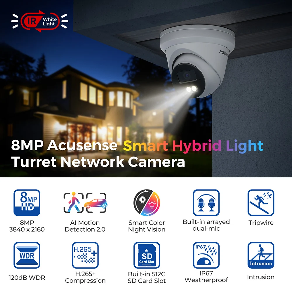US Stock Hik Original DS-2CD2383G2-LI 8MP 4K Acusense Smart Hybrid Light Network PoE IP Camera
US Stock Hik Original DS-2CD2383G2-LI 8MP 4K Acusense Smart Hybrid Light Network PoE IP Camera