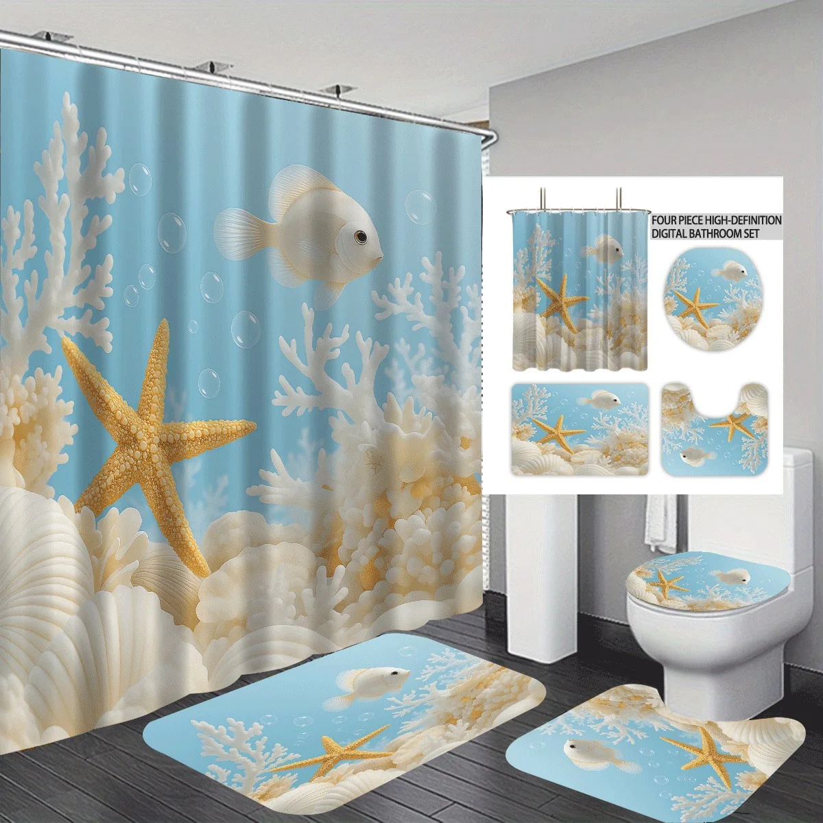 1/3/4pcs Shower Curtain 3D Print Polyester Curtain for Bathroom Decor 4pcs Set Toilet Seat Cover Bathroom/U-shaped Floor Mat
1/3/4pcs Shower Curtain 3D Print Polyester Curtain for Bathroom Decor 4pcs Set Toilet Seat Cover Bathroom/U-shaped Floor Mat