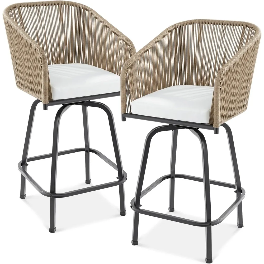 Set of 2 Woven Wicker Swivel Bar Stools, Patio Bar Height Chair for Backyard, Pool, Garden, Deck w/ 360 Rotation, 250lb Capacit
Set of 2 Woven Wicker Swivel Bar Stools, Patio Bar Height Chair for Backyard, Pool, Garden, Deck w/ 360 Rotation, 250lb Capacit